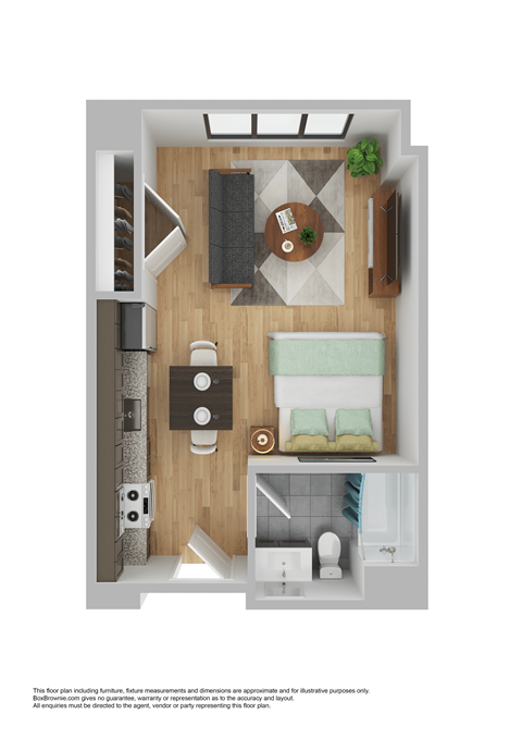 Floor plan for studio, 1 bath, 440 sqft